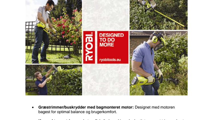 Mærk kraften med de nye elektriske havemaskiner fra RYOBI®