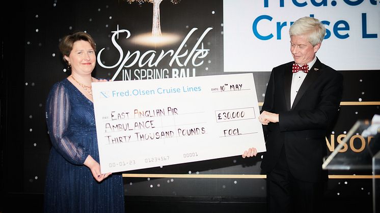 Dr Kate Bunyan, Director of Health Services at Fred. Olsen Cruise Lines and Mathew Jones, CEO of the East Anglian Air Ambulance