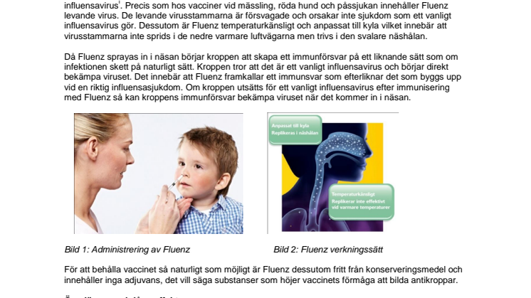 Fakta om Fluenz (influensavaccin)
