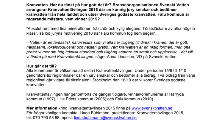 Vilken kommun har Sveriges godaste kranvatten