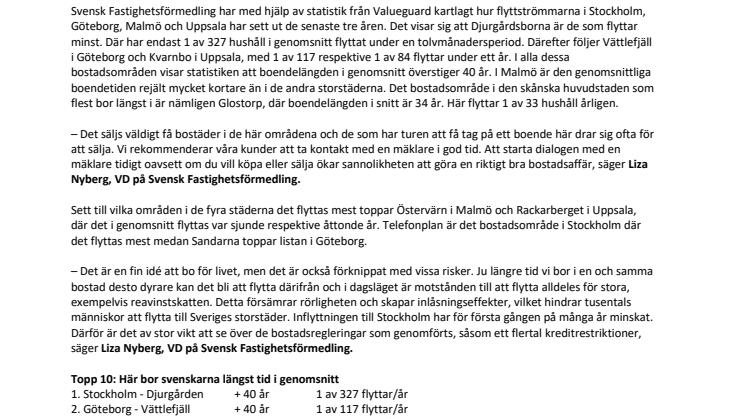 Unik kartläggning visar: Djurgården och Vättlefjäll - här bor svenskarna för livet 