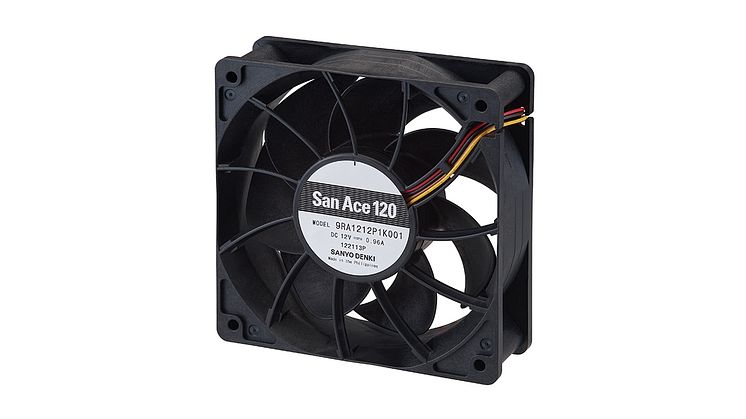 Sanyo Denki 9RA-fläkt i storlek 120x120x38mm. 