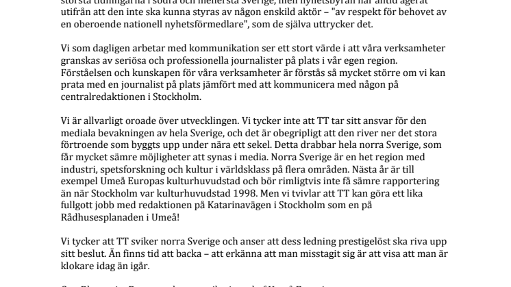 TT sviker hela norra Sverige