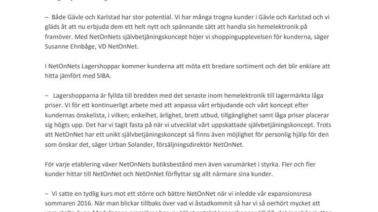 NetOnNet kommer till Gävle och Karlstad