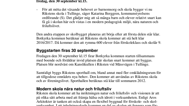 Nu byggs nya Rikstens skola i Botkyrka