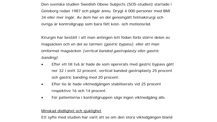 Fetmakirurgi – hälsoeffekter 