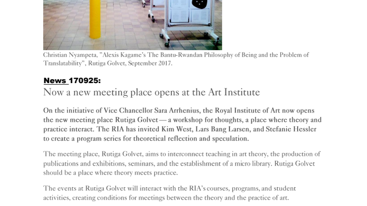 Nu öppnas en ny mötesplats på Kungl. Konsthögskolan 