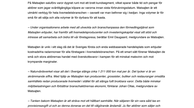 Snart lanseras Matsajten.se – Sveriges smartaste B2B-handelsplats för livsmedelsaktörer