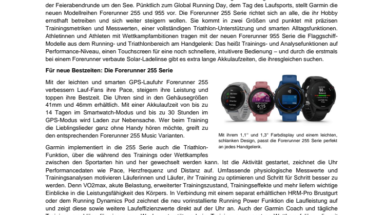PM Garmin Forerunner 255 & Forerunner 955
