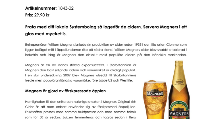 Magners färskpressade äppelcider – nu i Systembolagets fasta sortiment
