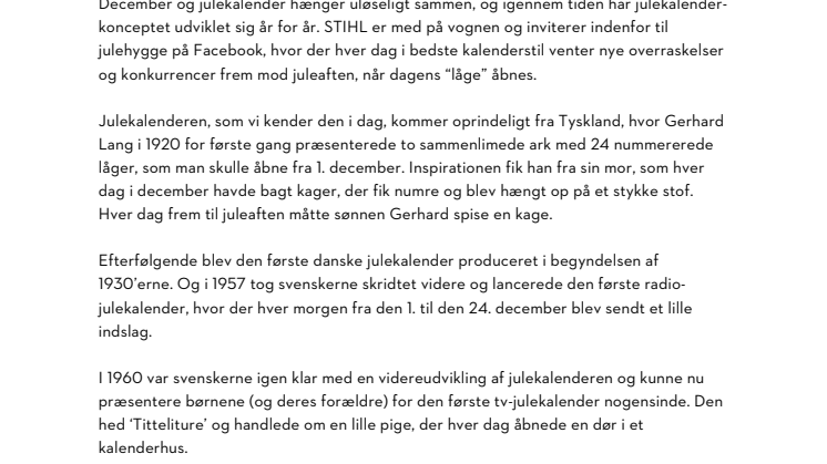 JULEKALENDER TIL FRILUFTSFOLK OG FAMILIENS HANDYMAN