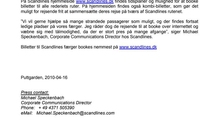 Scandlines sejler hele tiden – vulkan oder nicht!