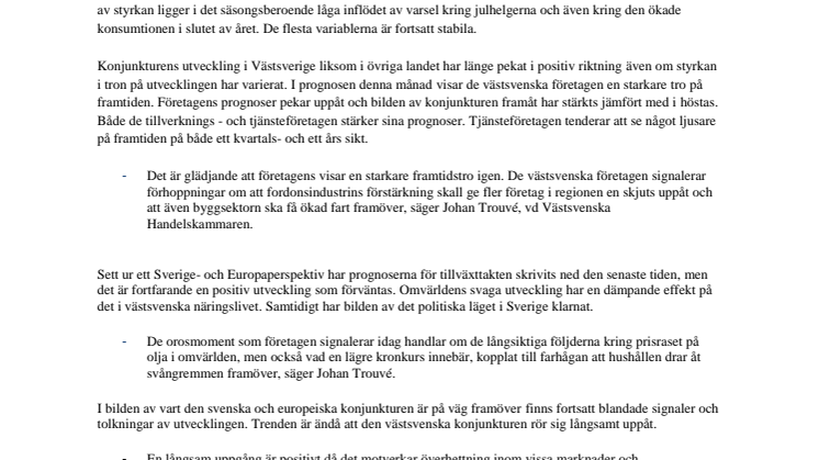 ​Allt fler västsvenska företag ser ljust på 2015