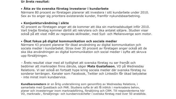 Kundbarometern 2009 - en konjunkturindikator