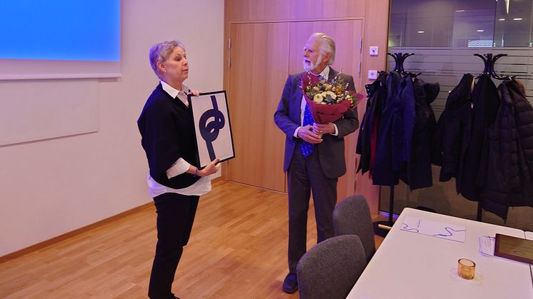 Barndiabetesfondens generalsekreterare Åsa Soelberg och avgående ordförande Johnny Ludvigsson. Foto: Hans Jönsson.