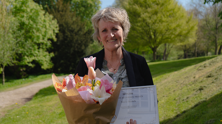 Marie Munch, ildsjæl og familiekonsulent med andenpladsen, som blev uddelt på Børnekonferencen i Horsens. Foto: Isaac Musoke.