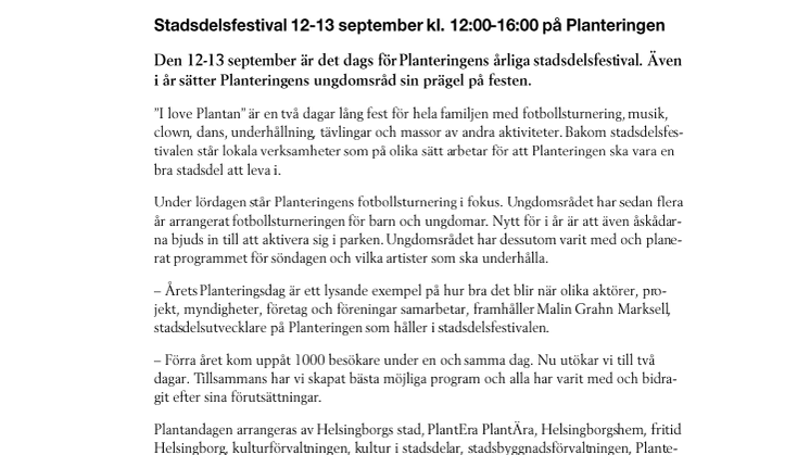 I love Plantan - stadsdelsfestival på Planteringen