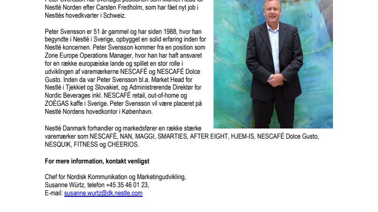 Ny Market Head for Nestlé Norden