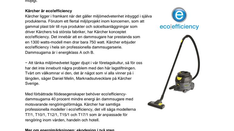 Kärcher välkomnar EU:s nya energimärkning