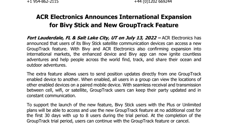 July 13 2022 - ACR Announces International Expansion and GroupTrack Feature.pdf