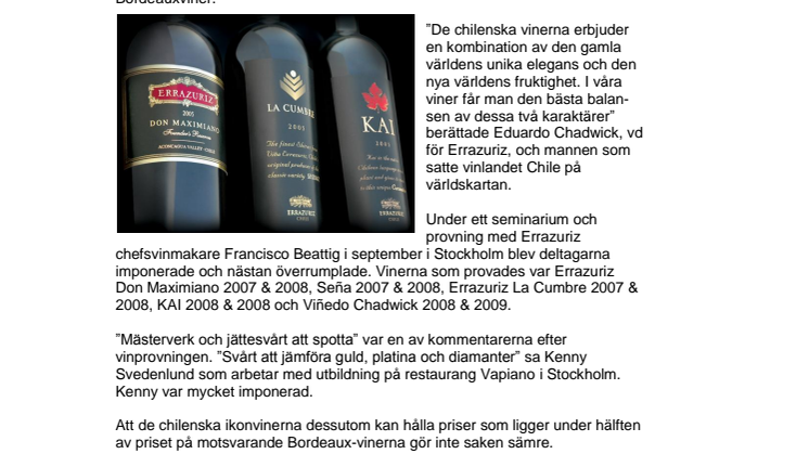 Chilenska ikonviner fortsätter att imponera