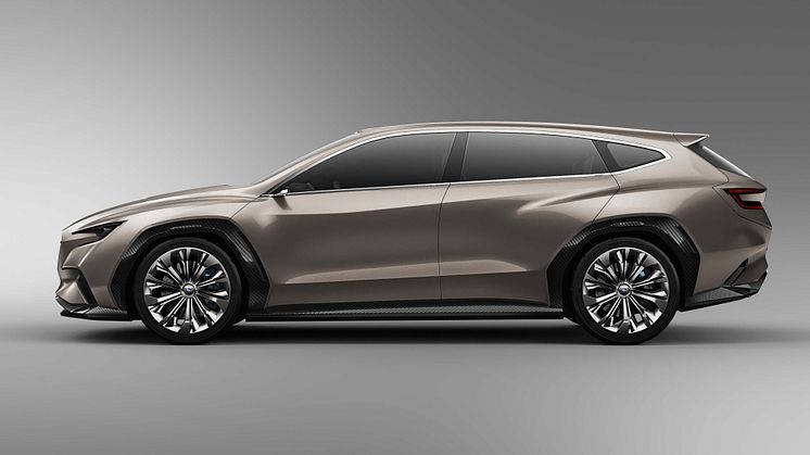 Subaru VIZIV Tourer Concept – mål og specifikationer •	Dimensioner (længde x bredde x højde): 4.775 × 1.930 × 1.435 mm •	Akselafstand: 2.730 mm •	Dækstørrelse: 245/40 R20 •	Kapacitet: 4 personer