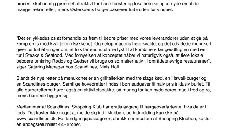 Scandlines sætter nyt krydderi på restaurantkonceptet