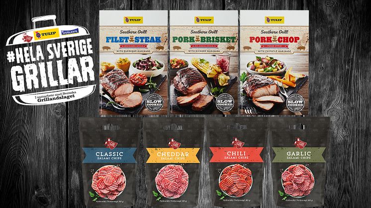Tulip Filet Steak, Pork Brisket, Pork Chop. Salami Chips: classic, cheddar, chili, garlic. 