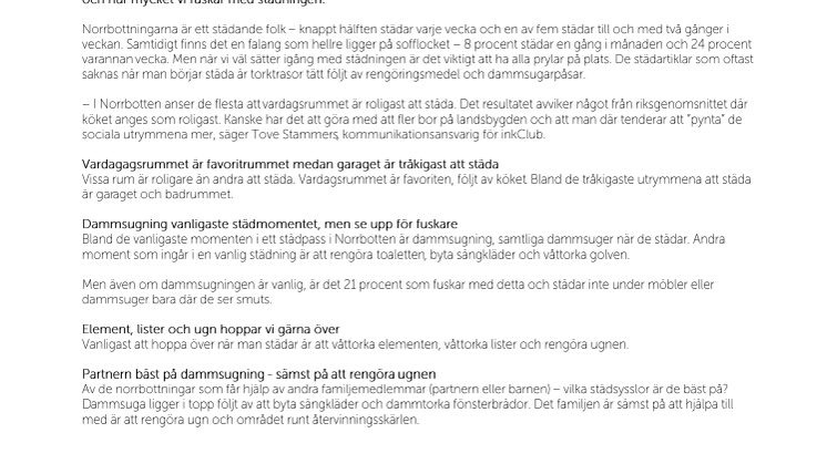 Ny undersökning: Så här städar norrbottningarna