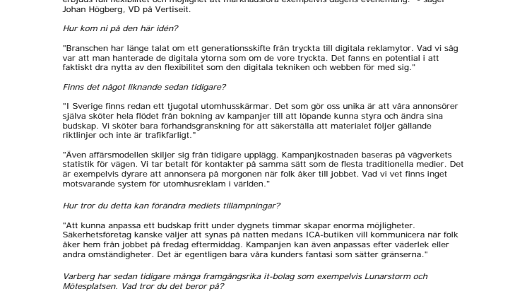 Premiär för webbstyrd utomhusreklam