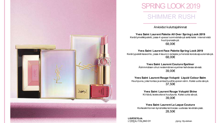 Lehdistötiedote YSL Spring Look 2019