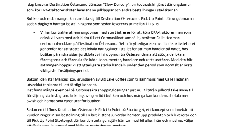 Destination Östersund lanserar Slow Delivery