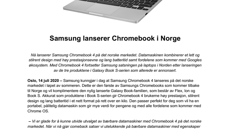 Samsung lanserer Chromebook i Norge