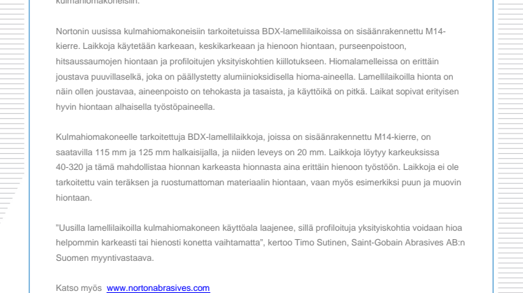 Uudet lamellilaikat kulmahiontaan