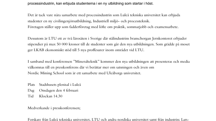 LTU återigen först i Sverige med ny utbildning