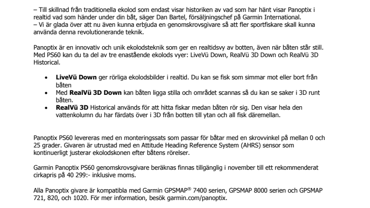 Garmin® Panoptix™ nu för genomskrovsmontering
