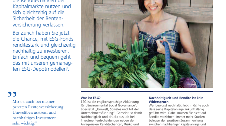 Gemanagte ESG-Depotmodelle von Zurich im Überblick