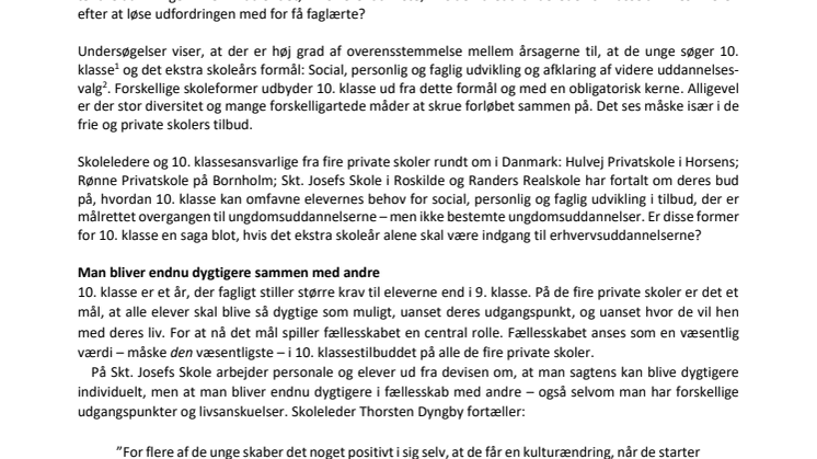 Hvad mister vi, hvis den bredt funderede 10. klasse forsvinder?