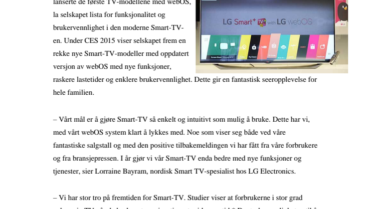 NYE LG SMART-TV MED OPPDATERT WEBOS HAR PREMIERE UNDER CES 2015
