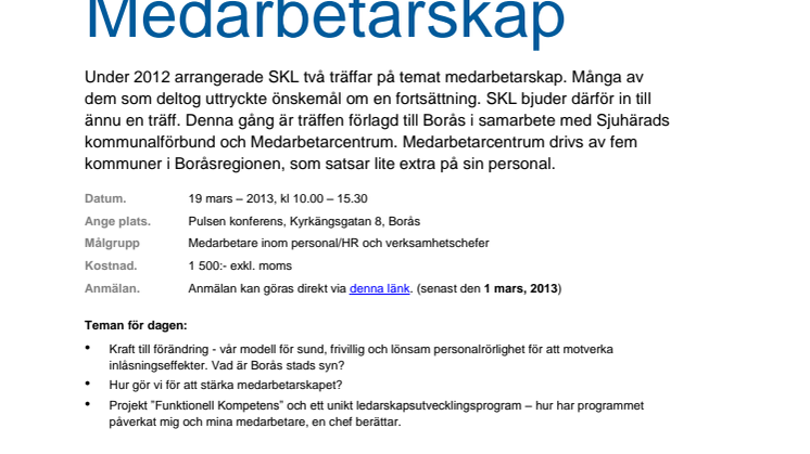 Inbjudan till konferensen i Borås 19 mars