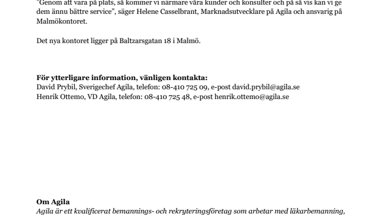 Agila växer och öppnar kontor i Malmö