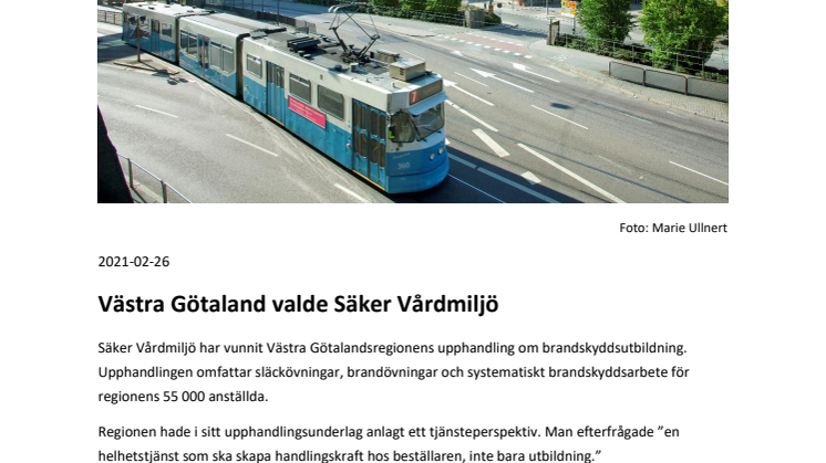 Västra Götaland valde Säker Vårdmiljö