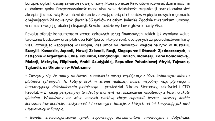Revolut przyspiesza globalną ekspansję dzięki partnerstwu z Visa