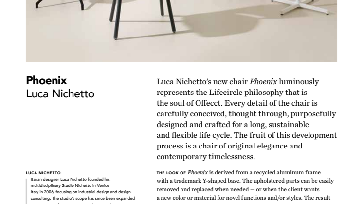 Phoenix chair designed by Luca Nichetto