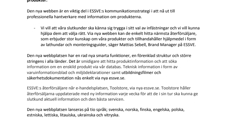 ESSVE lanserar en smartare webb