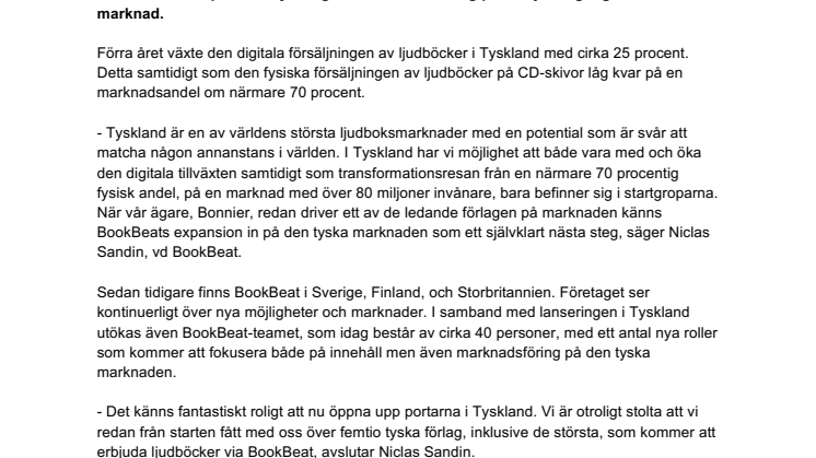 BookBeat fortsätter expandera – lanserar i Tyskland 