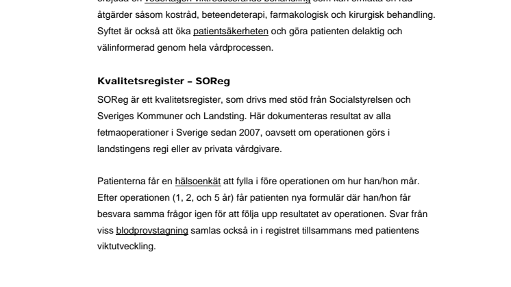 Bariatric Center – kvalitetssäkring och kvalitetsregister