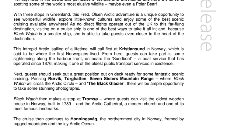 Fred. Olsen Cruise Lines reveals its new ‘Arctic Explorer’ voyage