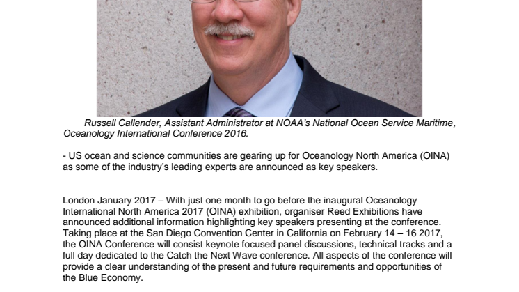 OINA: Impressive line-up of speakers announced for Oceanology North America