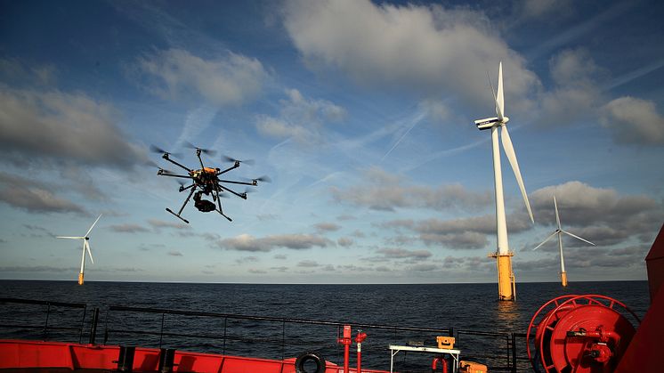 EWPL Ocean will inspect Offshore WTG Blade Assessment more efficient through drones and AI-assessments. Photo: helvetis.com